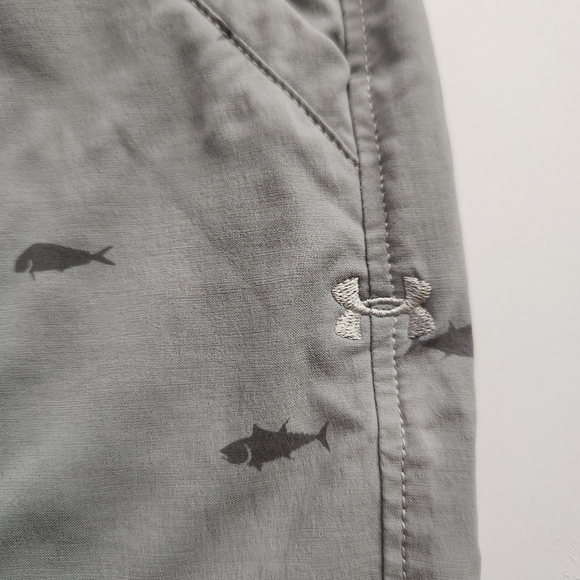 UNDER ARMOUR Gray Loose Men's Flat Front Shorts Size 36 with Pockets Length 20" - Picture 3 of 12